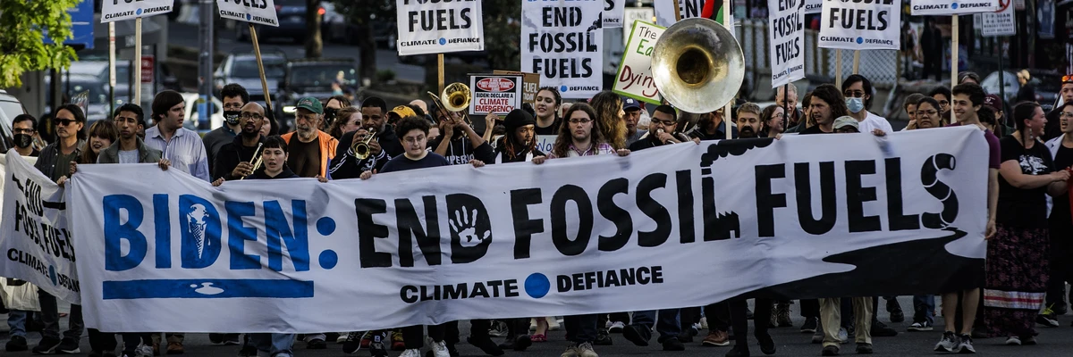 Climate protestors march in Washington DC
