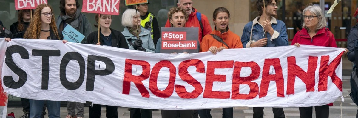 Campaigners take part in a Stop Rosebank emergency protest outside the U.K. Government building in Edinburgh, after the controversial Equinor Rosebank North Sea oil field was given the go-ahead Wednesday, September 27, 2023. (Photo: Jane Barlow/PA Images via Getty Images)