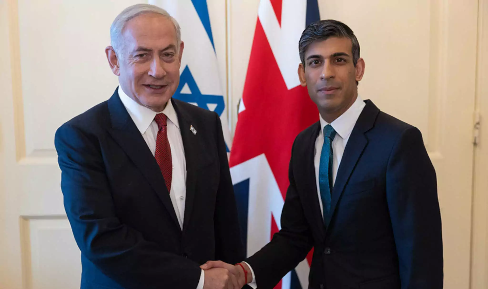 Israeli prime Benjamin Netanyahu and UK prime minister Rishi Sunak, March 2023.