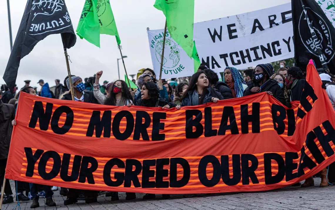 People march through Glasgow, a demonstration led by Fridays for Future. | Photo courtesy of Extinction Rebellion Scotland and Simone Rudolphi
