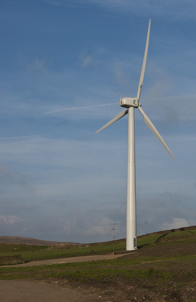 A wind turbine at Black Moss by Ian Greig, CC BY-SA 2.0 , via Wikimedia Commons