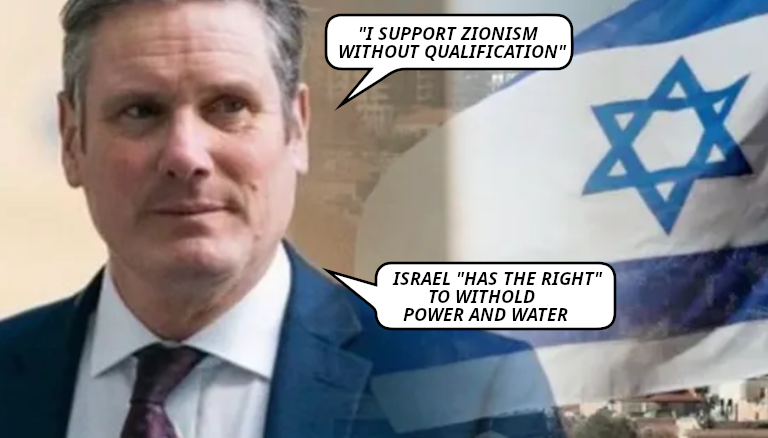 Zionist Keir Starmer supports Israel's Gaza genocide.