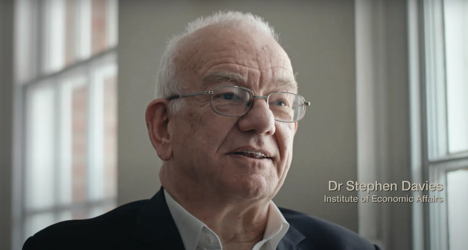 A screenshot of Stephen Davies of the Institute of Economic Affairs in Climate The Movie: The Cold Truth. Credit: Climate The Movie / YouTube