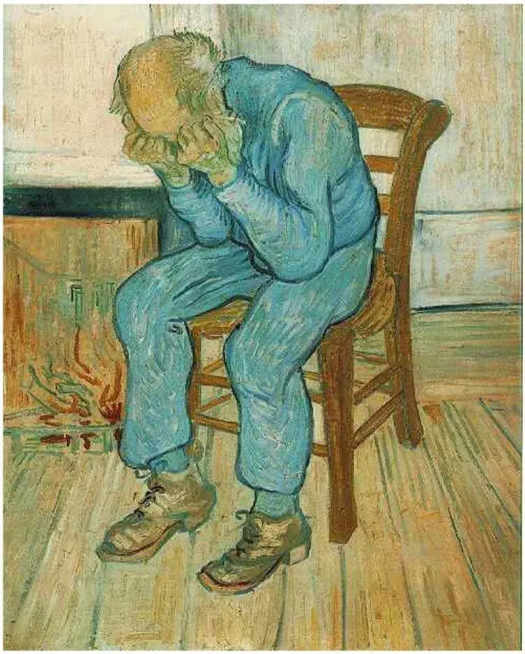 At eternity's gate by Vincent Van Gogh portreys depression. Copyright expired. 