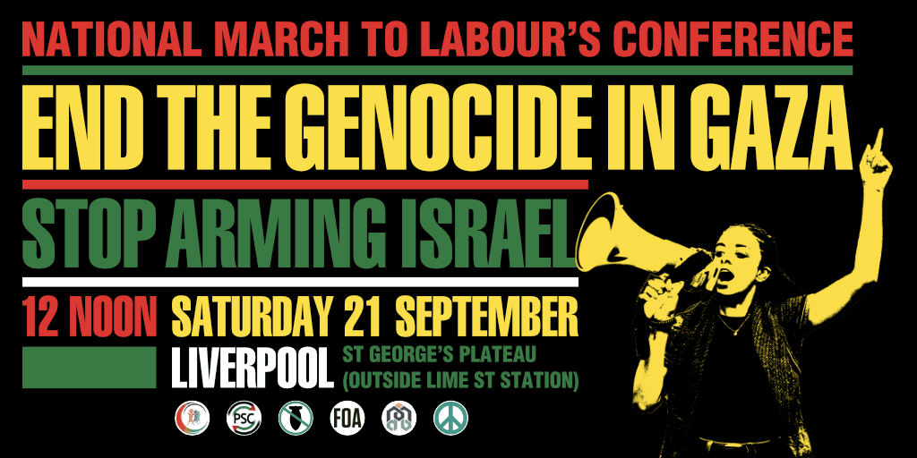 End the genocide in Gaza protest at Labour Party Conference, Liverpool 21 September 2024. 
