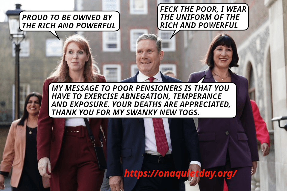 Rachel Reeves says that there are difficult choices ahead, that the poor have to make sacrifices and thanks for her new clothes. 