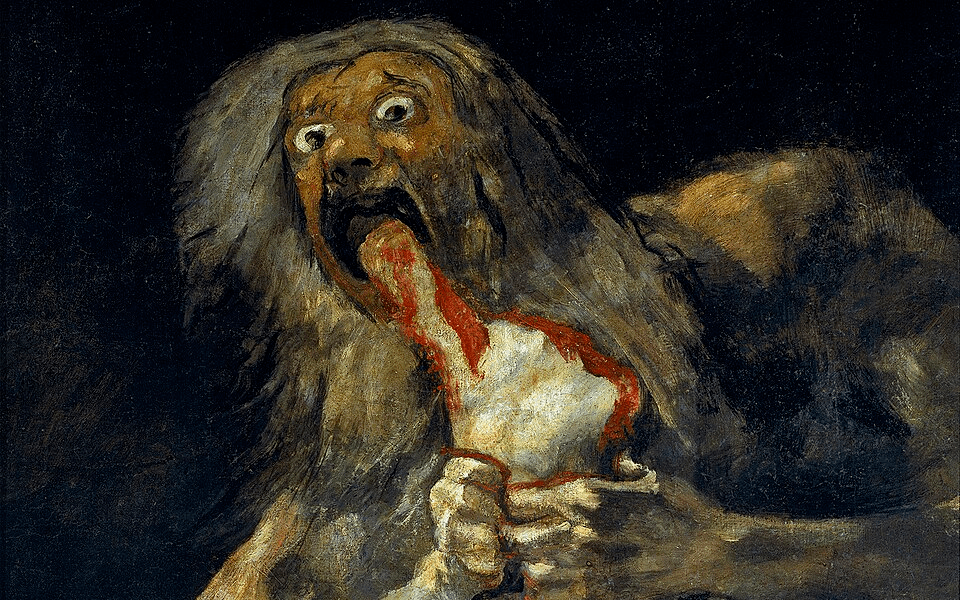 Francisco Goya — Saturn Devouring His Son (1819–1823). Copyright has expired. 